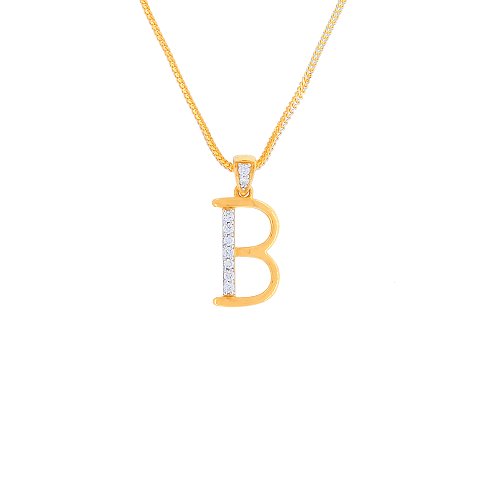 0.09Ct VVS/FG Diamond Initial "B" Pendant in 18K Gold