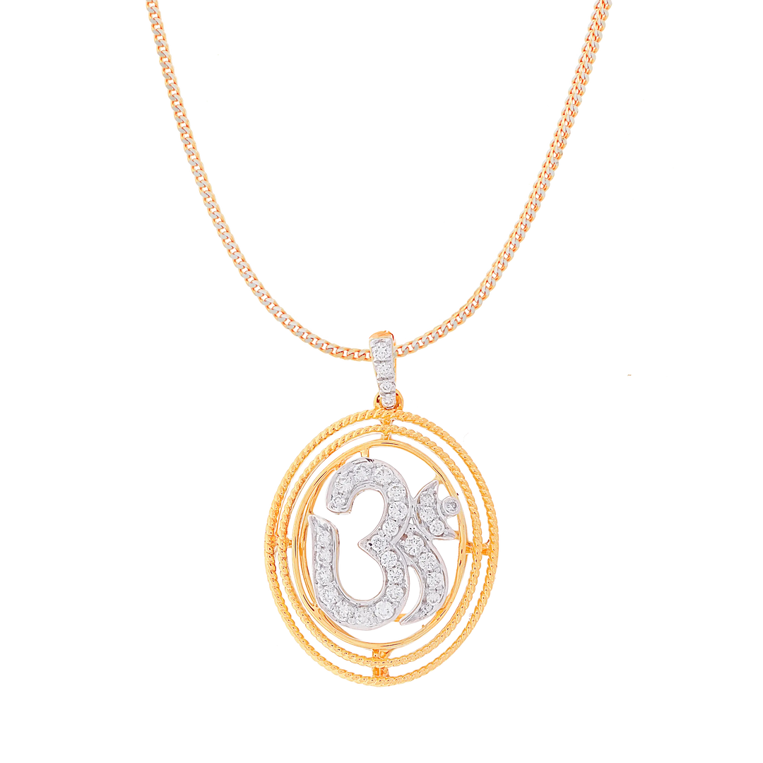 0.22Ct VVS/FG Diamond Om Pendant in 18K Gold