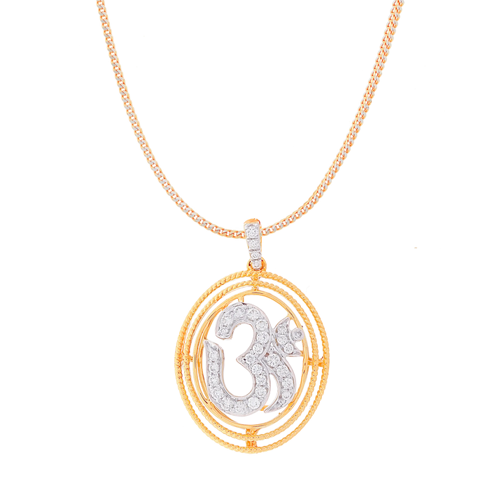 0.22Ct VVS/FG Diamond Om Pendant in 18K Gold