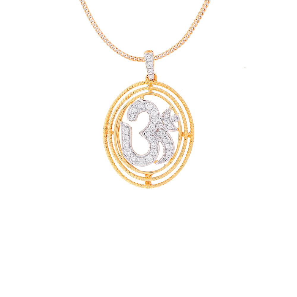 0.22Ct VVS/FG Diamond Om Pendant in 18K Gold