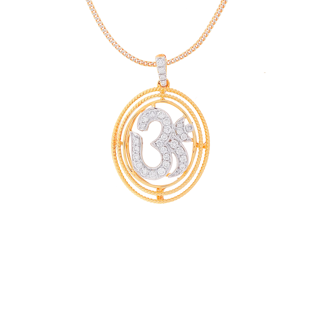 0.22Ct VVS/FG Diamond Om Pendant in 18K Gold