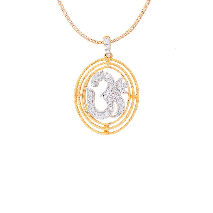 0.22Ct VVS/FG Diamond Om Pendant in 18K Gold