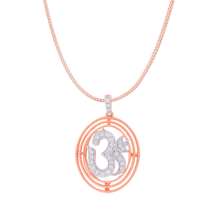 0.23Ct VVS/GH Diamond Om Pendant in 18K Rose Gold