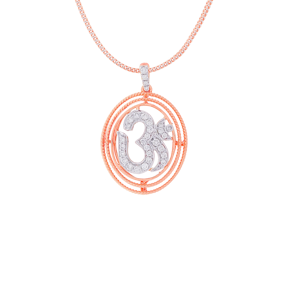 0.23Ct VVS/GH Diamond Om Pendant in 18K Rose Gold
