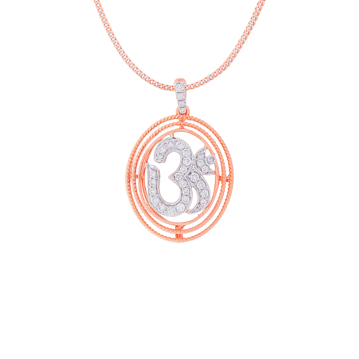 0.23Ct VVS/GH Diamond Om Pendant in 18K Rose Gold