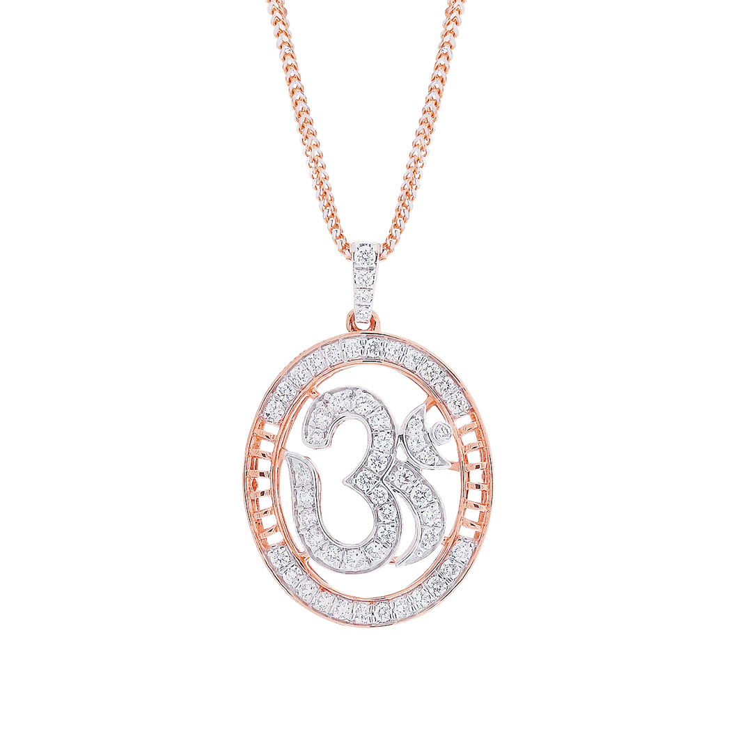 0.38Ct VVS/GH Diamond Om Pendant in 18K Rose Gold
