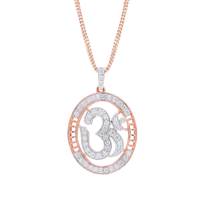 0.38Ct VVS/GH Diamond Om Pendant in 18K Rose Gold