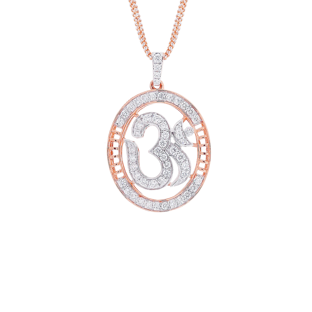 0.38Ct VVS/GH Diamond Om Pendant in 18K Rose Gold