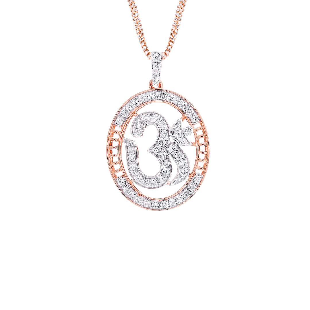 0.38Ct VVS/GH Diamond Om Pendant in 18K Rose Gold