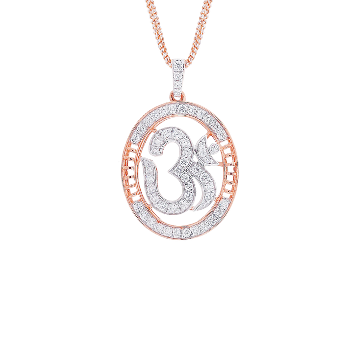 0.38Ct VVS/GH Diamond Om Pendant in 18K Rose Gold