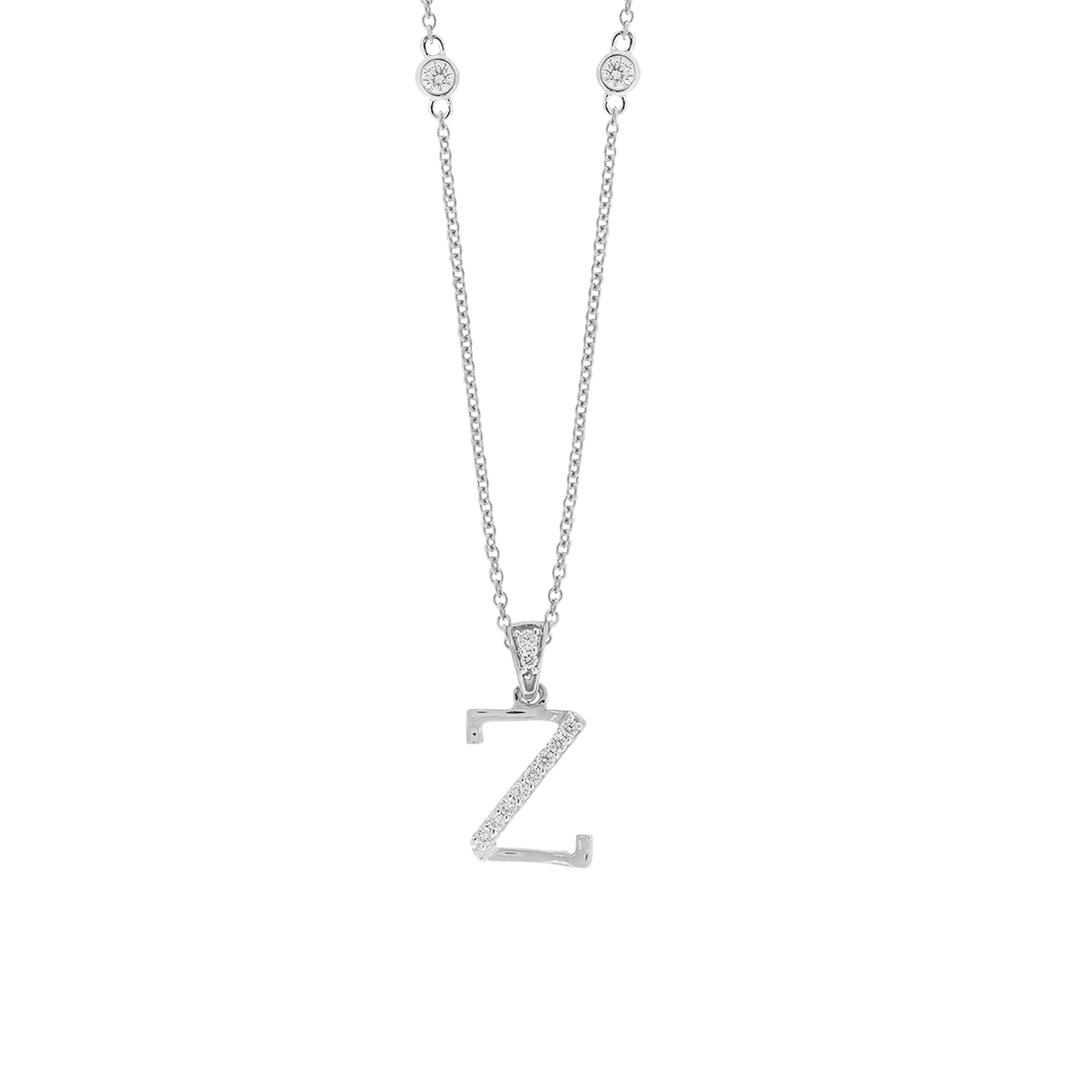 0.23Ct VVS/FG Diamond Initial "Z" Pendant in 18K White Gold