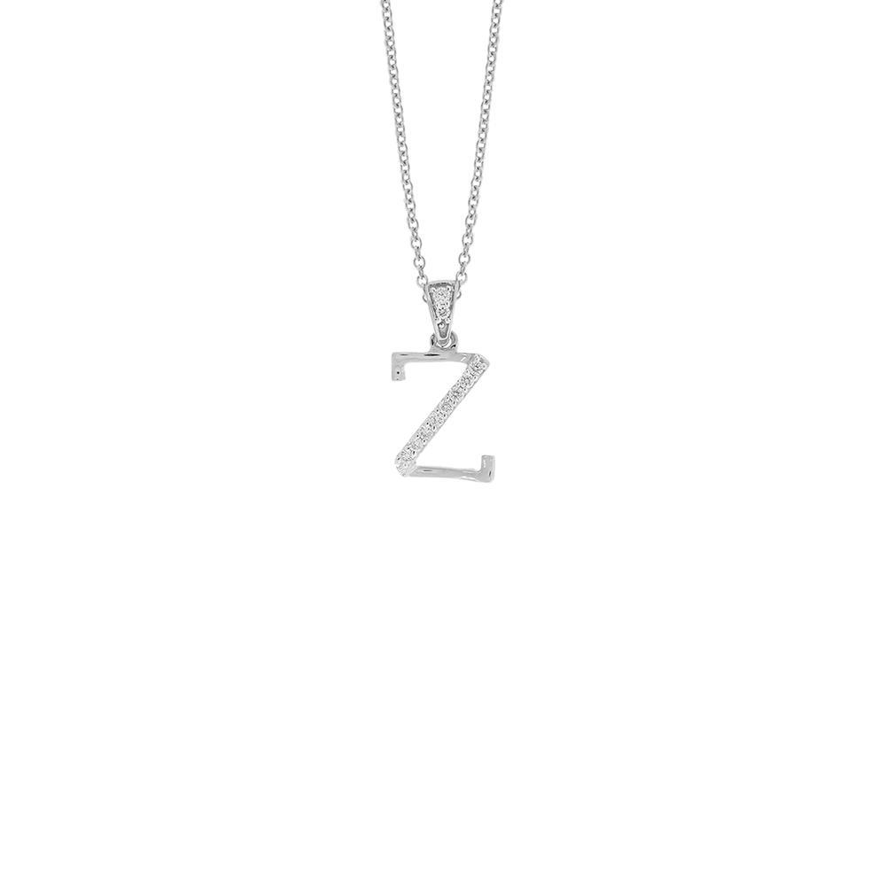0.23Ct VVS/FG Diamond Initial "Z" Pendant in 18K White Gold
