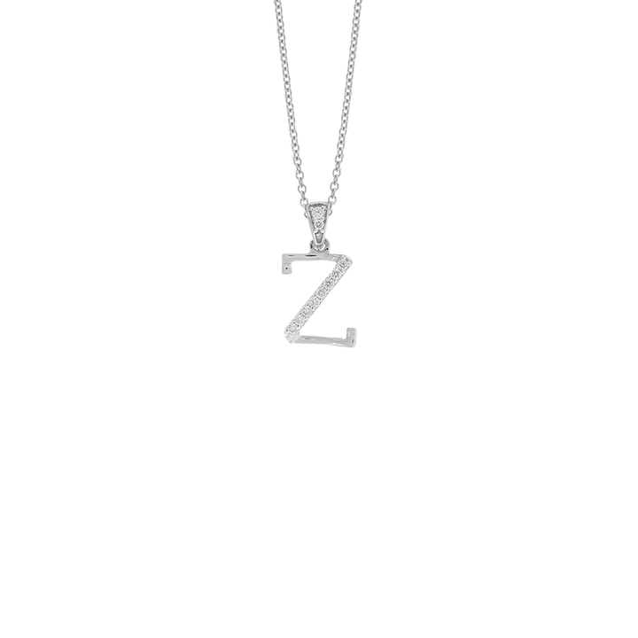 0.23Ct VVS/FG Diamond Initial "Z" Pendant in 18K White Gold