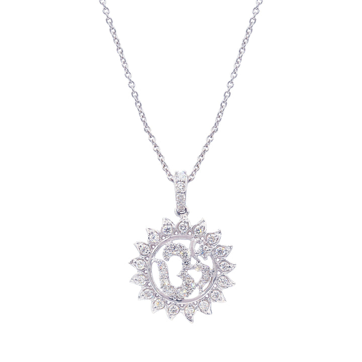 0.47Ct VVS/FG Diamond Om Pendant Set in 18K White Gold