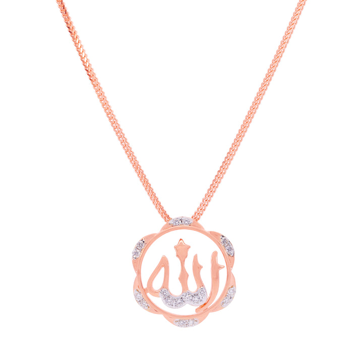 0.22Ct VVS/FG Allah Diamond Pendant with Chain in 18K Rose Gold