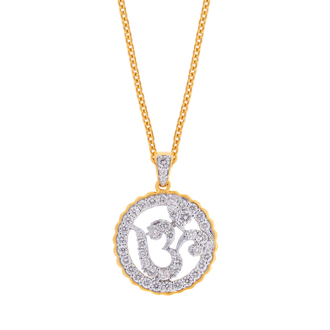0.80Ct VVS/FG Om Diamond Pendant in 18K Gold