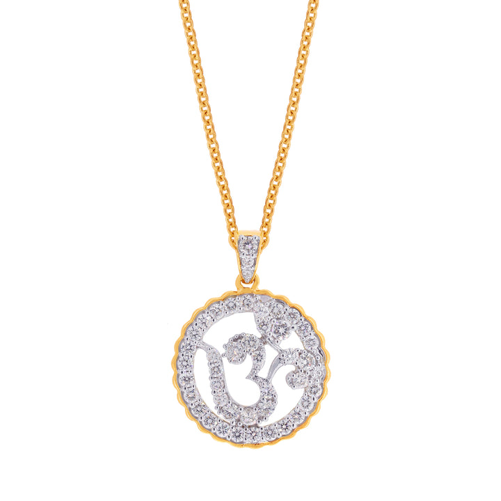 0.80Ct VVS/FG Om Diamond Pendant in 18K Gold