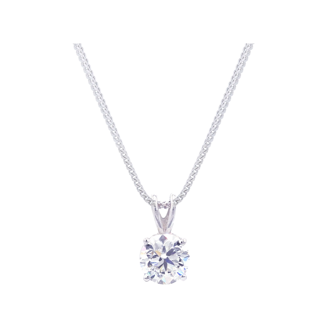 1.01Ct VVS2/D Diamond Solitaire Pendant in 18K White Gold