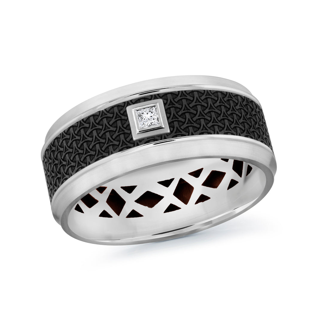 0.05Ct Diamond Carbon Fiber Band in 14K White Gold