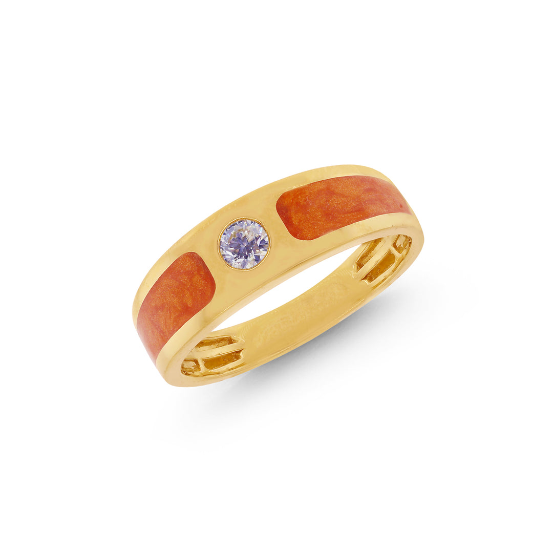 0.18Ct VVS/FG Solitaire Diamond Minakari Ring in 18K Gold
