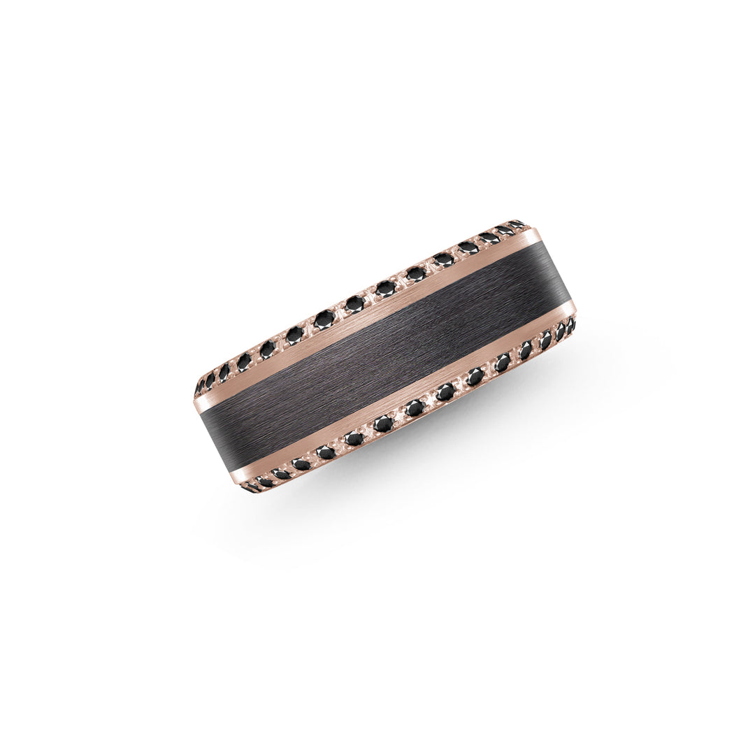 0.74Ct VVS/FG Black Diamond Band in 18K Rose Gold