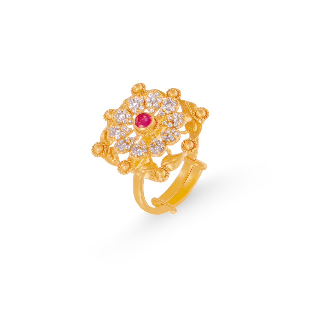 0.46Ct Rose Cut Diamond Ring in 22K Gold