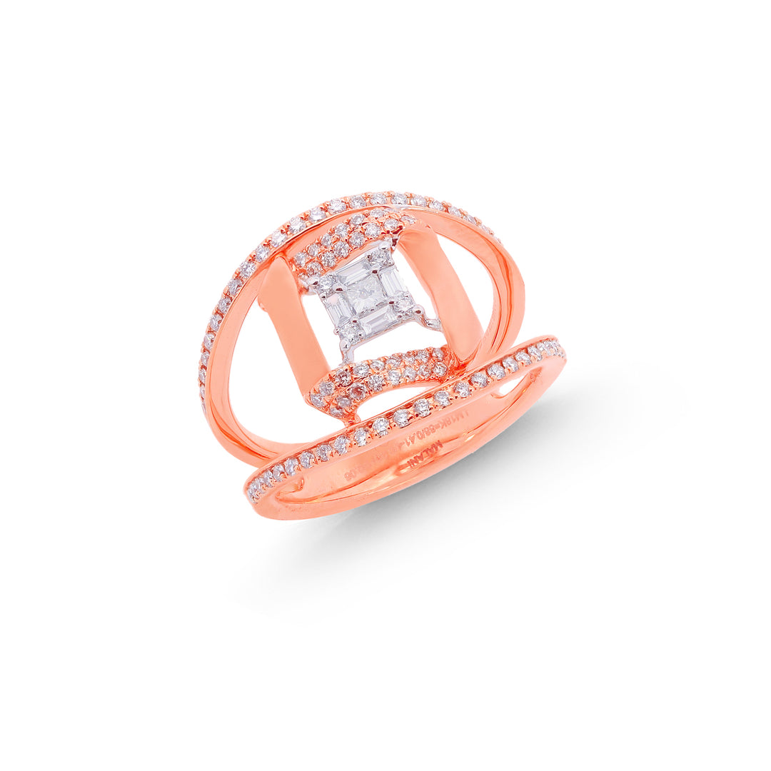 0.53Ct VVS/GH Diamond Ring in 18K Rose Gold