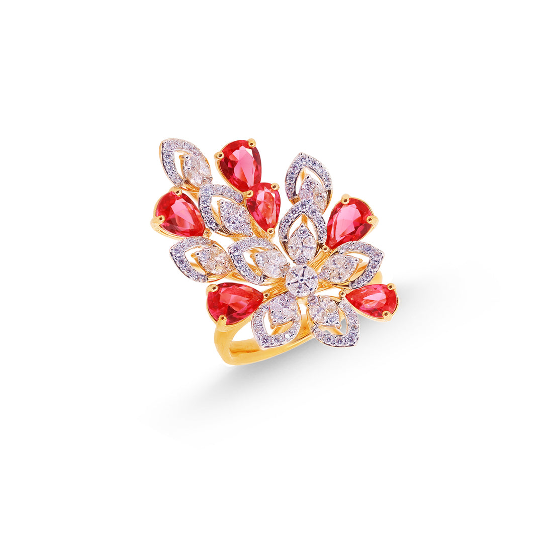 1.15Ct VVS/FG Diamond Ring With Ruby in 18K Gold