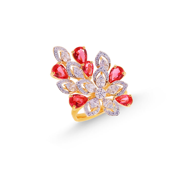 1.15Ct VVS/FG Diamond Ring With Ruby in 18K Gold