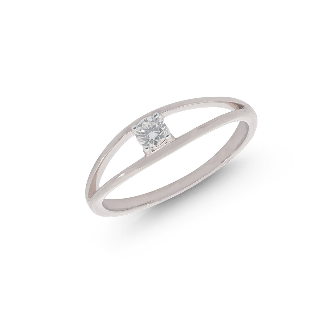 0.13Ct VVS/FG Diamond Ring in 18K White Gold