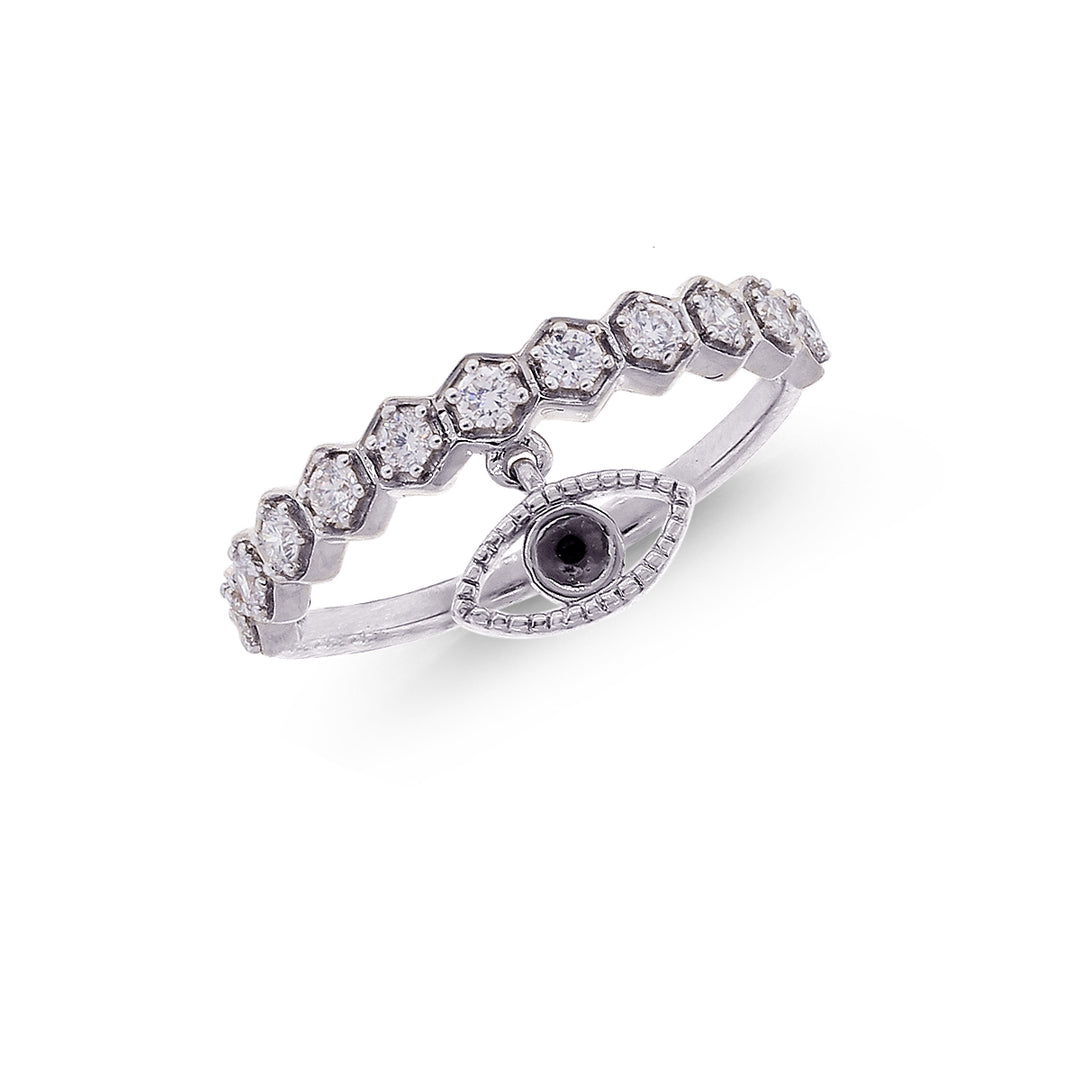 0.27Ct VVS/FG Diamond Eye Ring in 18K White Gold