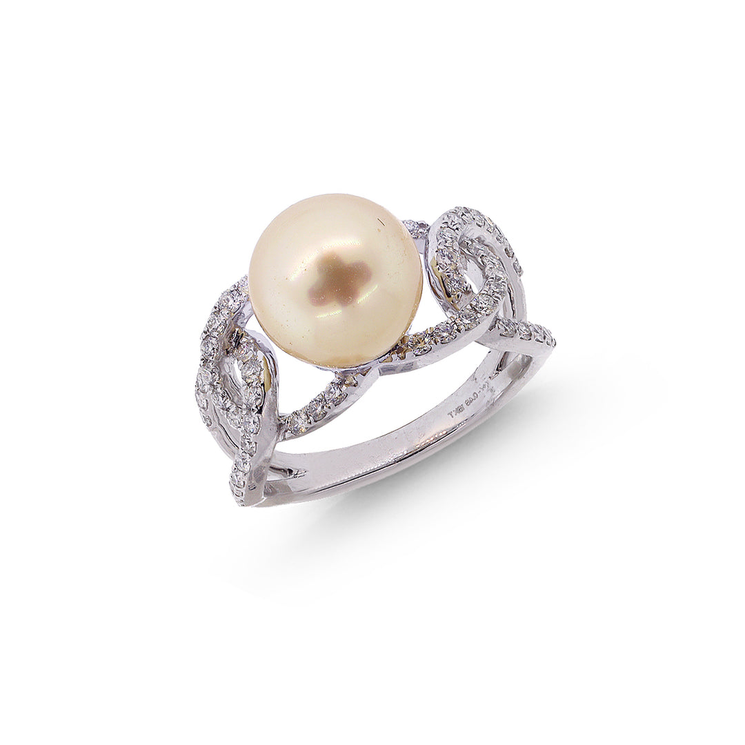 0.48Ct VVS/FG Diamond Ring With Pearl in 18K White Gold