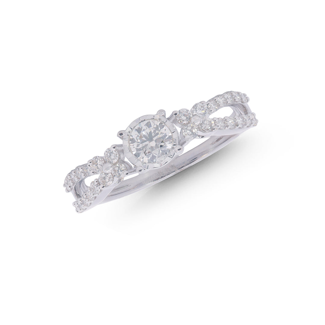 0.61Ct VVS/FG Diamond Ring in 18K White Gold