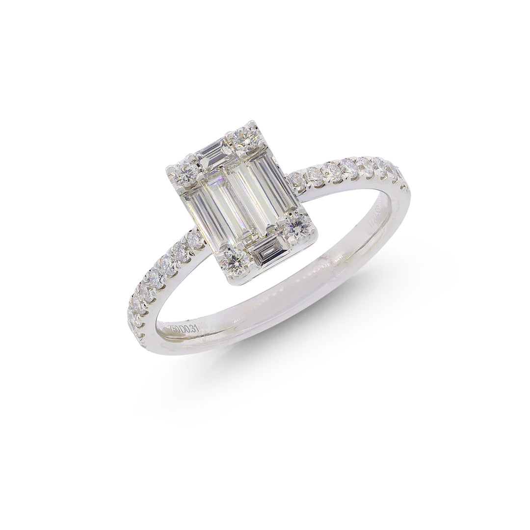 0.69Ct VVS/GH Diamond Ring in 18K White Gold