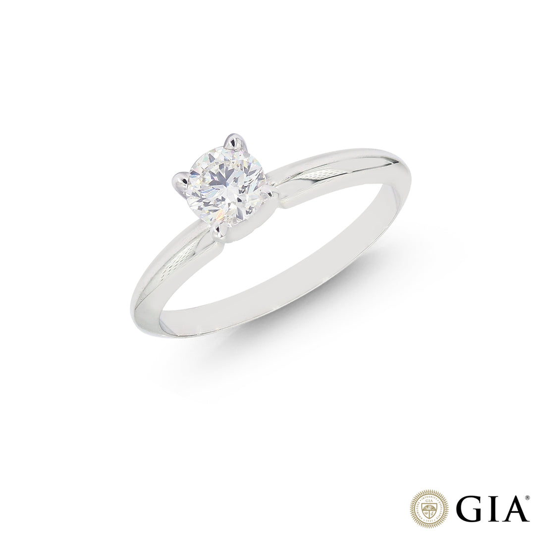 0.50CTW VS1/I GIA Certified Diamond Solitaire Ring in 18K White Gold