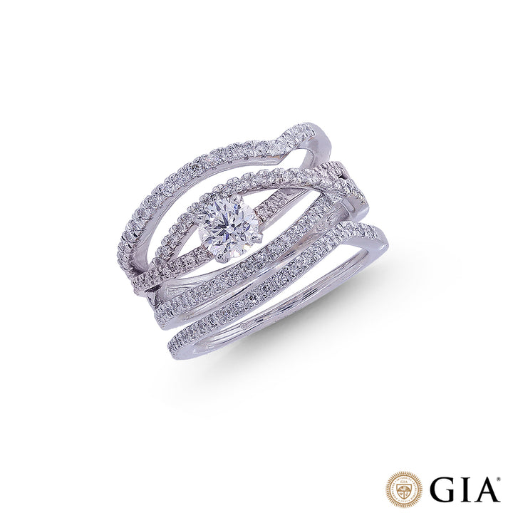 0.89CTW VVS1/E GIA Certified Diamond Solitaire Ring in 18K White Gold