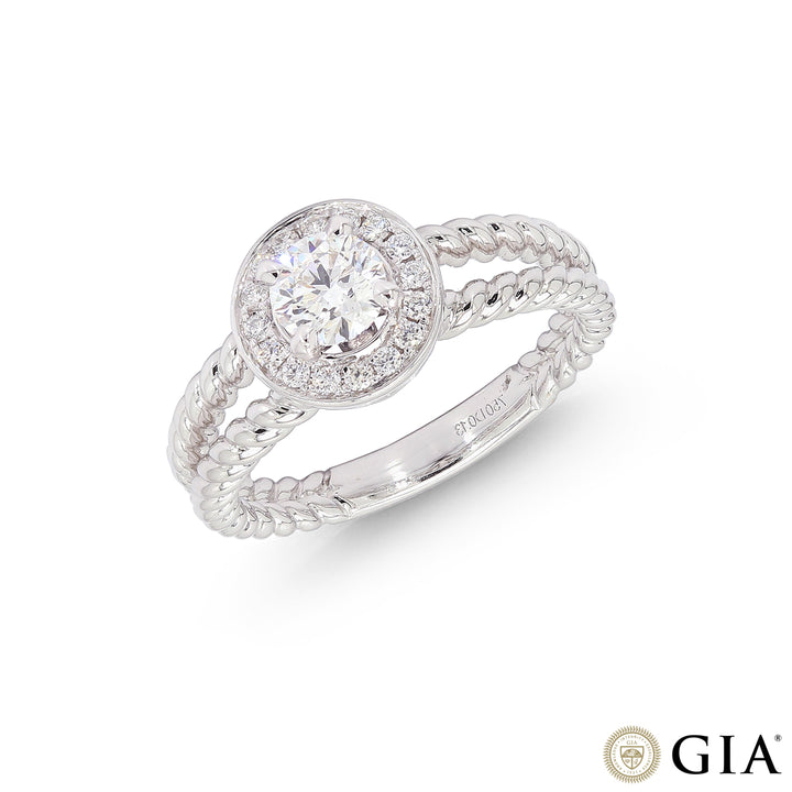 0.63CTW VS1/F GIA Certified Diamond Ring 18KG White Gold