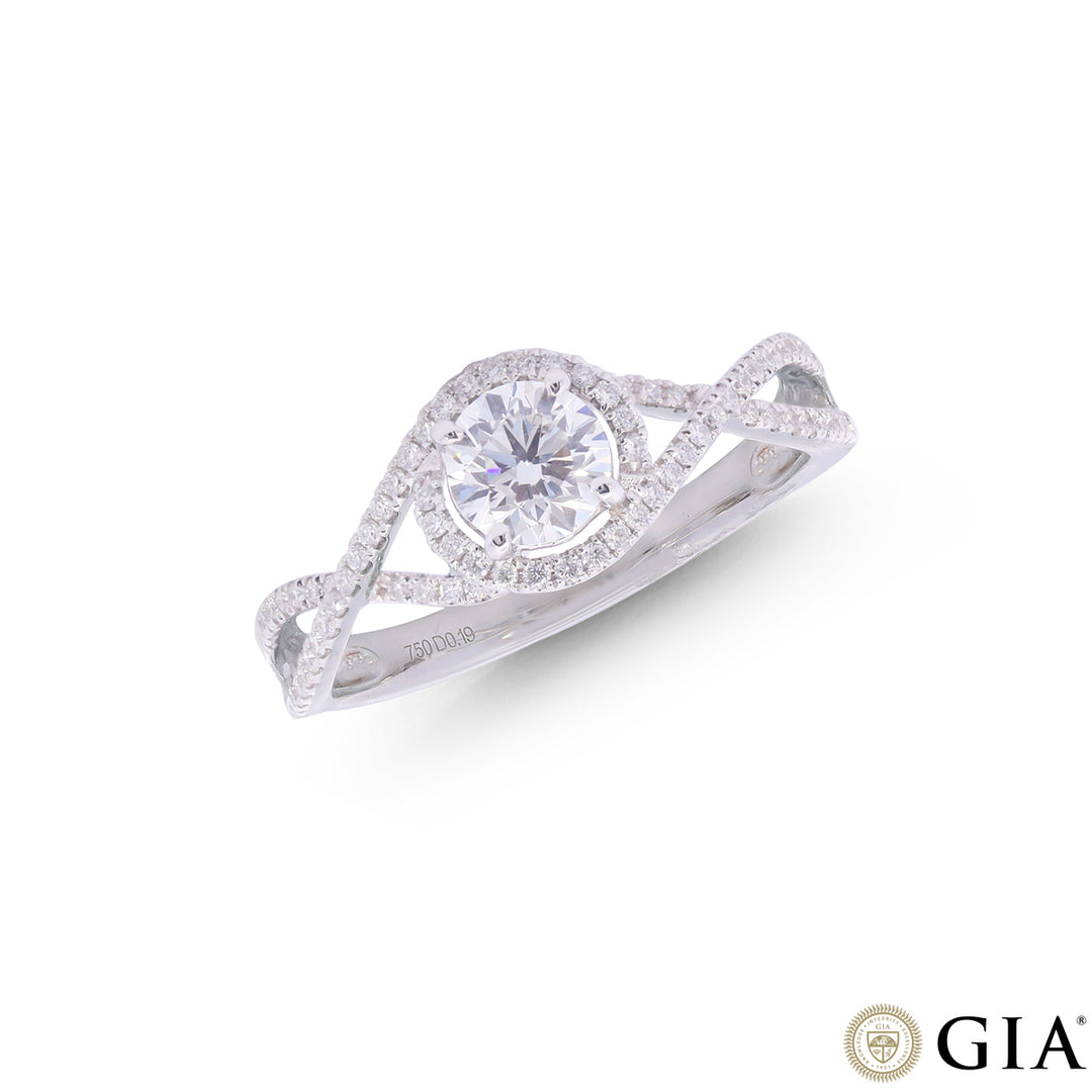 0.69 CTW VS1/F GIA Certified Diamond Ring in 18K White Gold