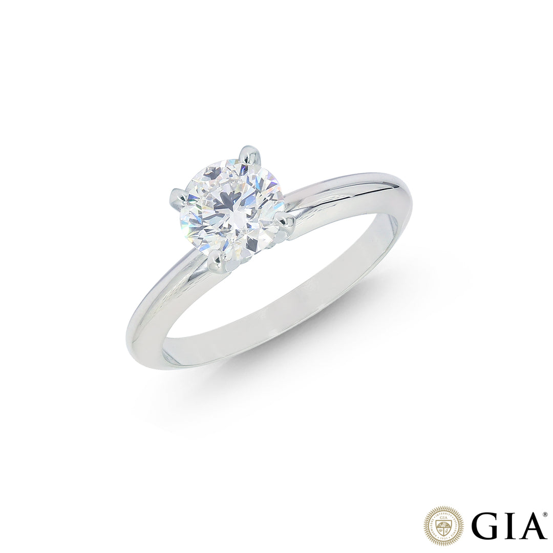 1.00CTW VS1/F GIA Certified Diamond Solitaire Ring in 18K White Gold