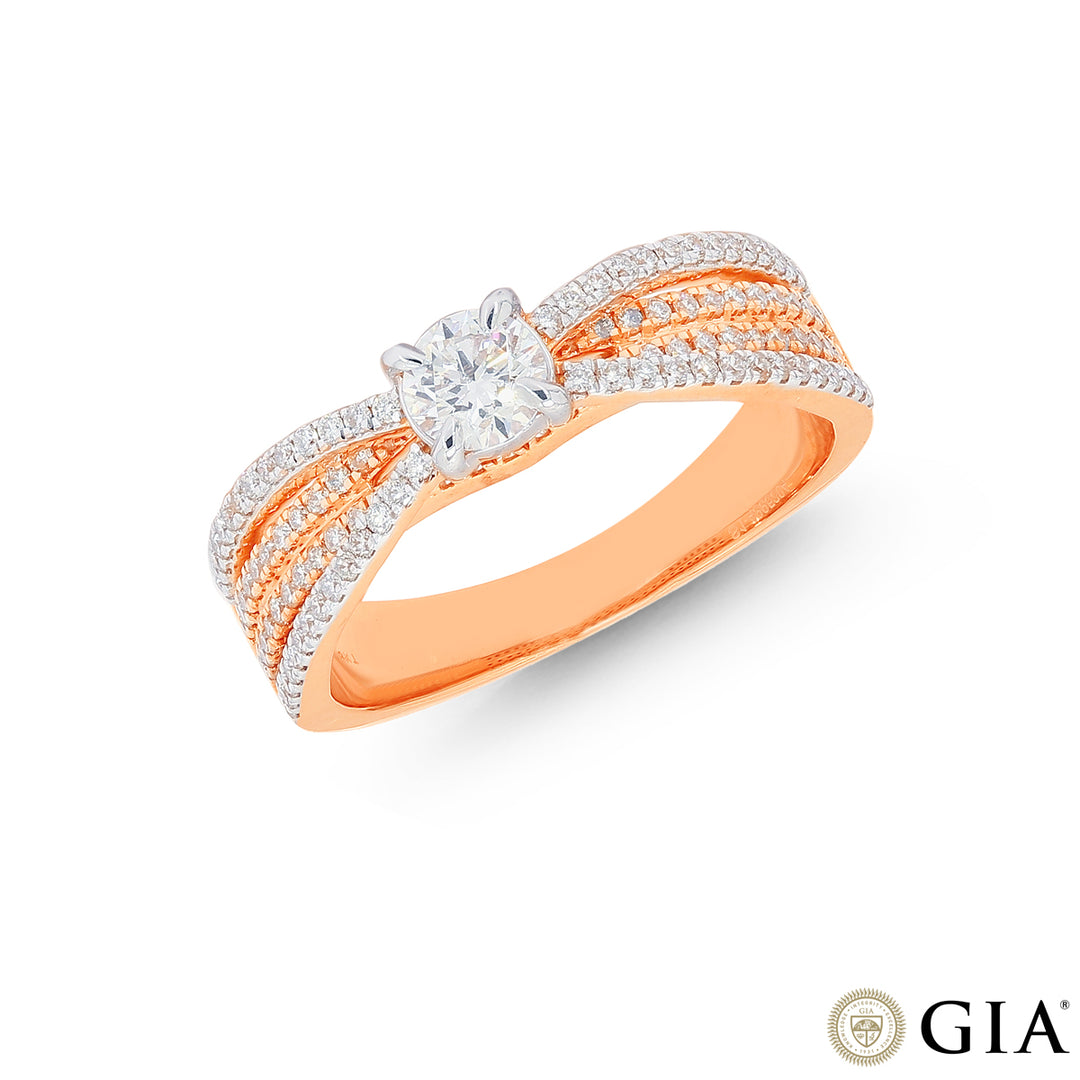 0.69CTW VVS1/ GIA Certified Diamond Ring in 18K Rose Gold
