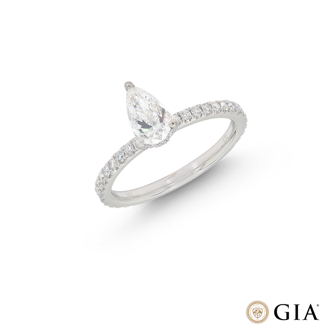 1.10CTW VS1/F GIA Certified Diamond Ring in 18K White Gold