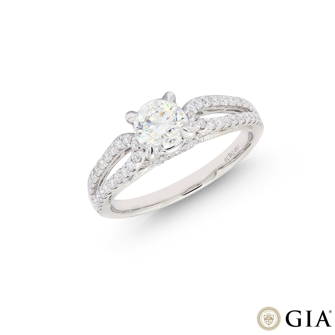 1.09CTW VVS2/H GIA Certified Diamond Ring in 18K White Gold