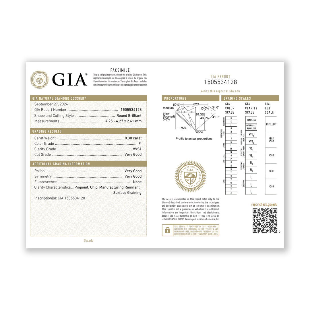 1.47CTW VVS1/F GIA Certified Diamond Ring in 18K Gold