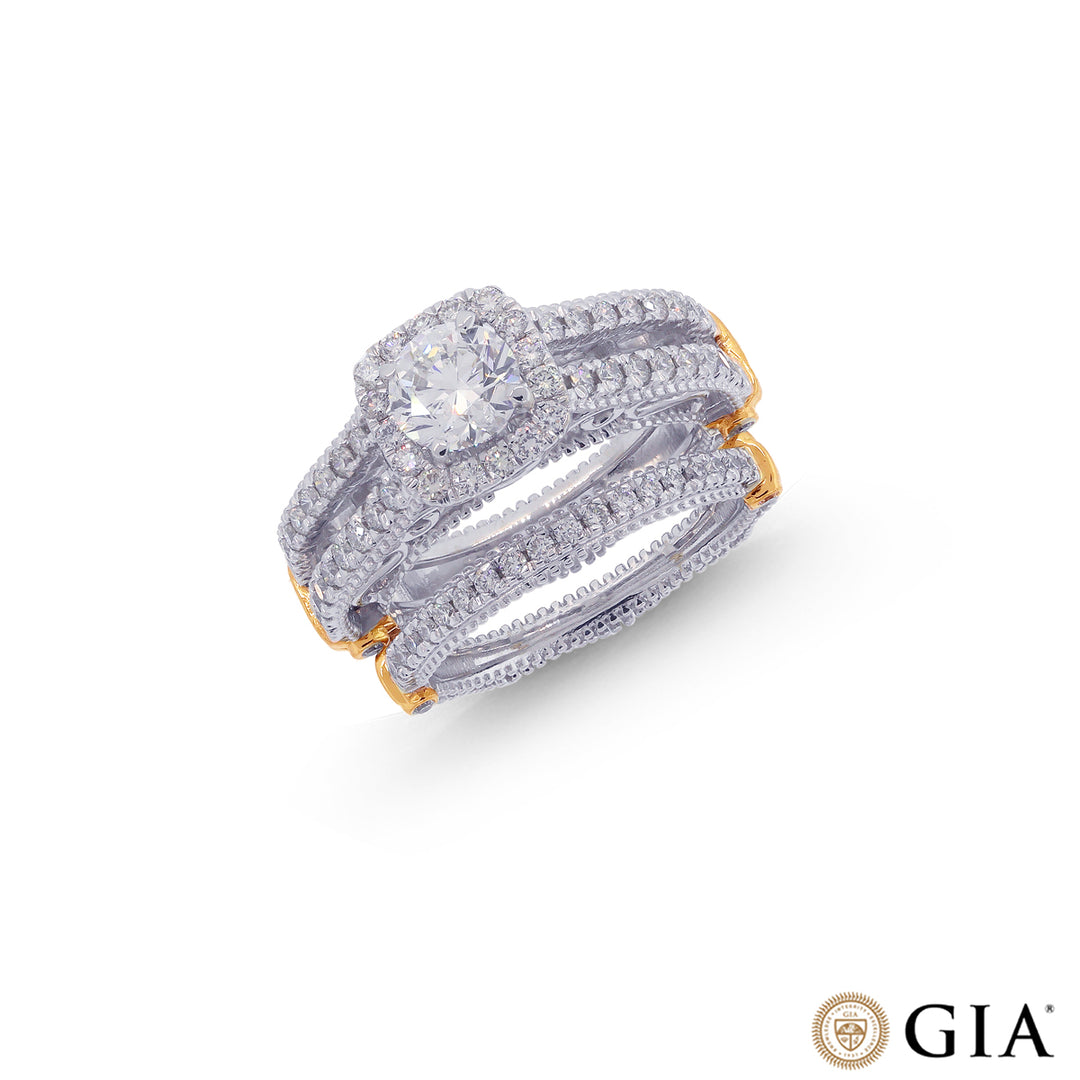 1.82CTW VS2/F GIA Certified Diamond Solitaire Ring Set in 18K White Gold