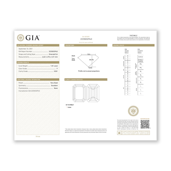 1.36 CTW VVS1/F GIA Certified Diamond Solitaire Ring in 18K White Gold