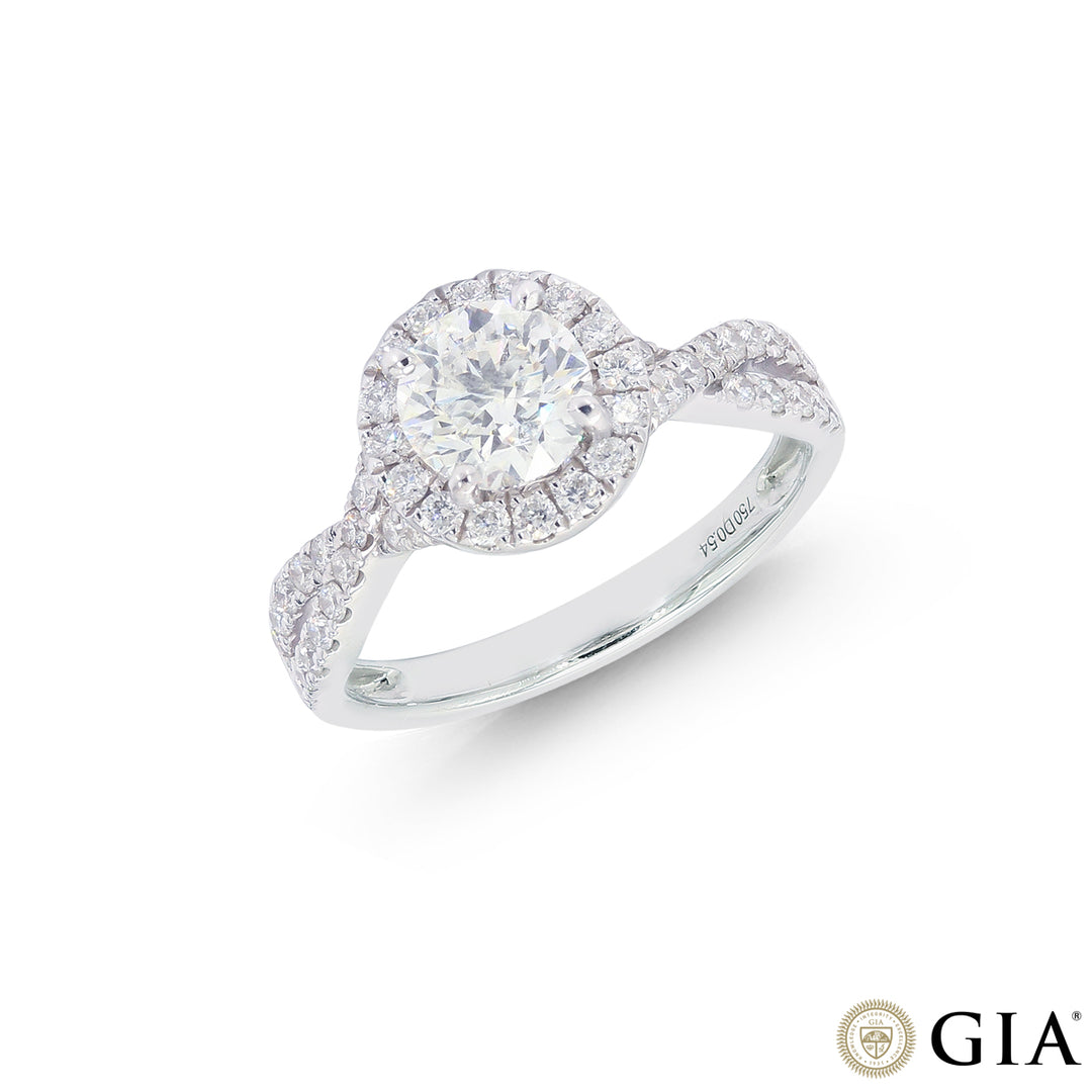 1.54CTW VVS1/H GIA Certified Diamond Ring in 18K White Gold