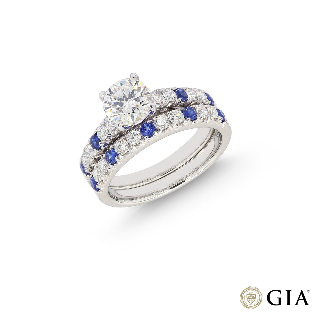 1.56CTW VS2/I GIA Certified Diamond Ring Set in 18K White Gold