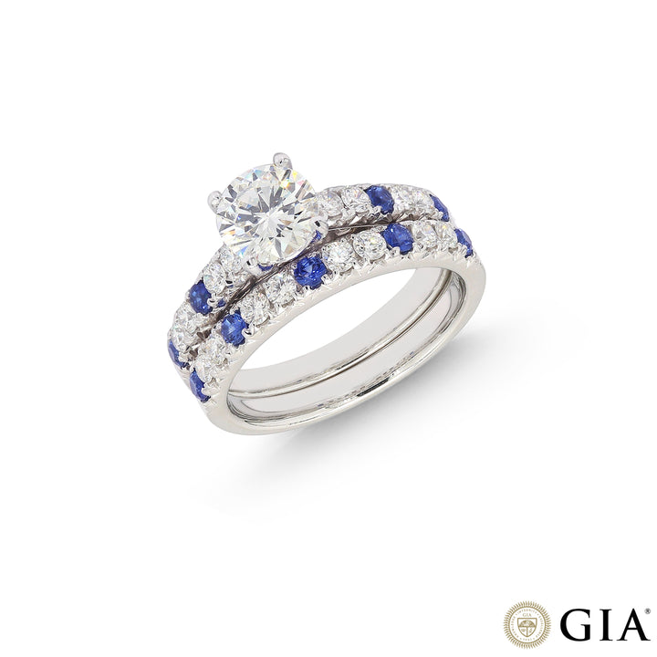 1.56CTW VS2/I GIA Certified Diamond Ring Set in 18K White Gold