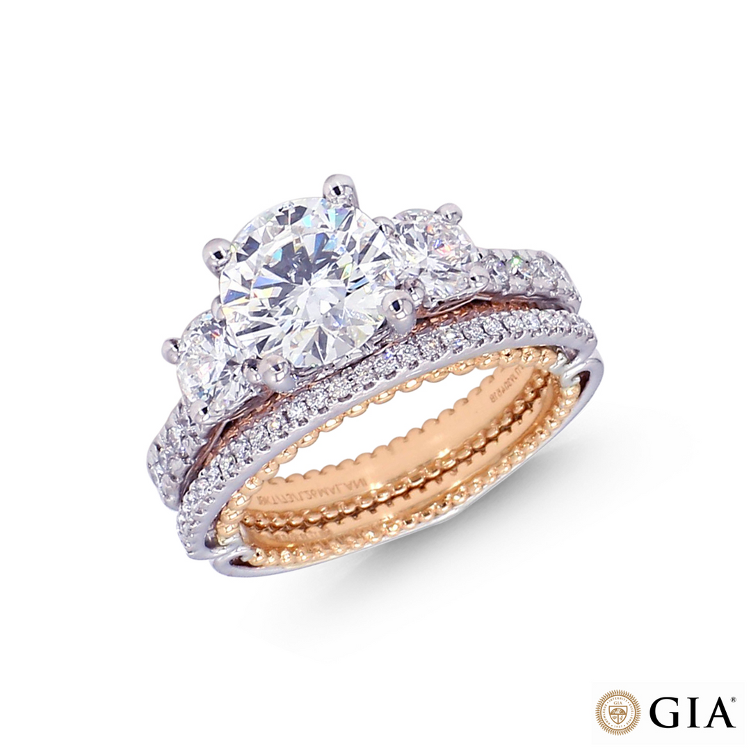 3.27CTW SI2/G GIA Certified Diamond Solitaire Ring Set in 18K Gold