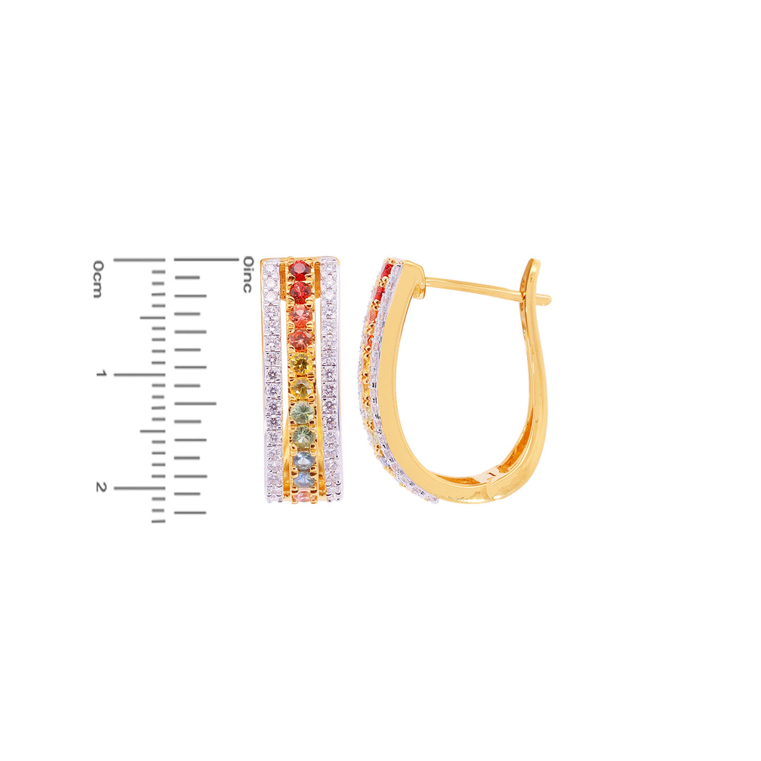 0.53Ct VVS/FG Diamond Clipon Earrings With Gemstones in 18K Gold